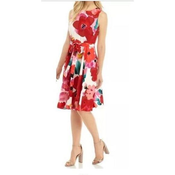Gabby Skye Women's Multicolor Floral Print Sleeveless Fit & Flare Dress‎ Size 6 - Picture 1 of 13